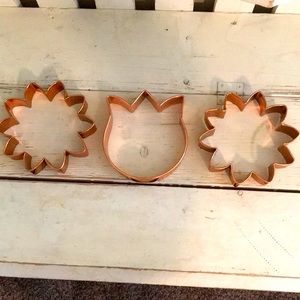 3 Large Copper Cookie Cutters or Wall Decor Tulip/Flower Approx 5”
